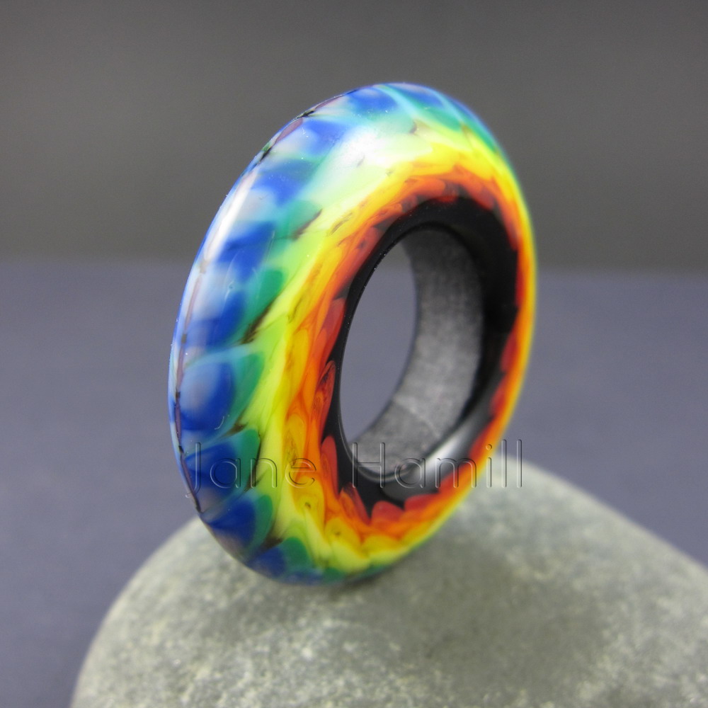 Rainbow Tie-Dye hoop focal bead
